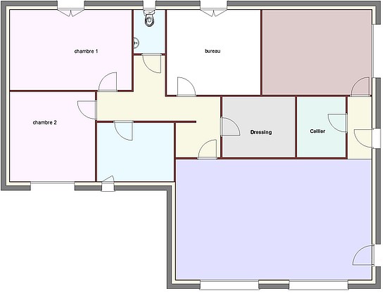 plan maison 3 chambres bureau